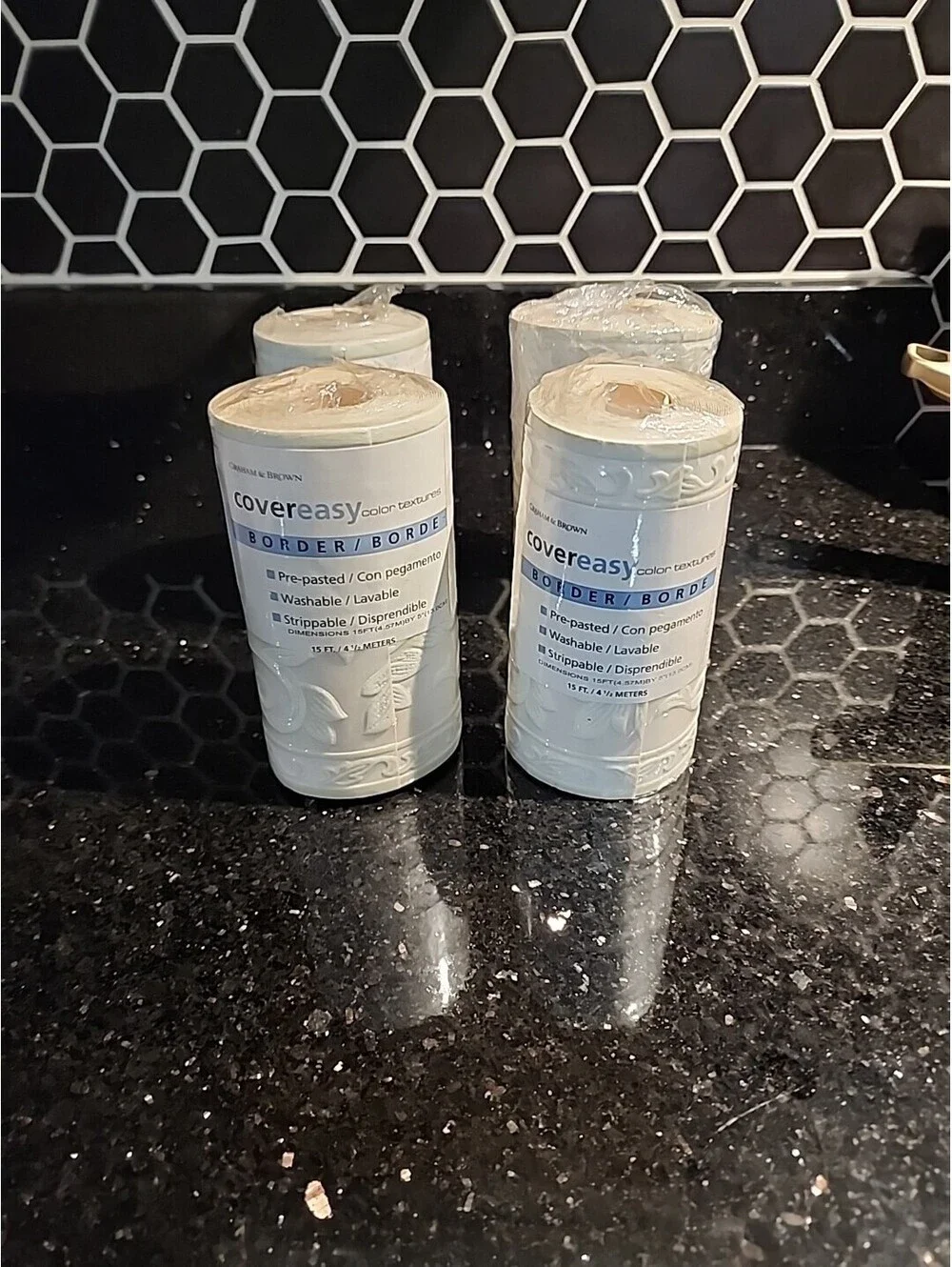 4 Graham & Brown COVER EASY Border Pre- Pasted Washable Strippable 15 Ft 41/2 Mt